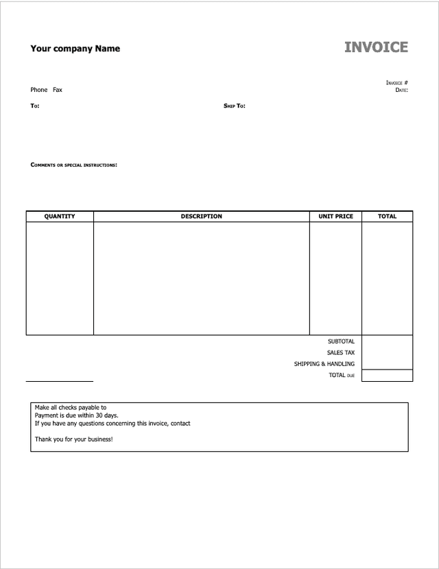 Thumbnail for General Invoice Template (Google Docs)