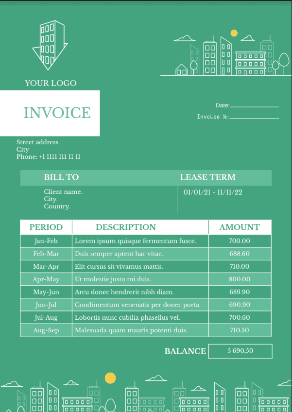 Thumbnail for Google Docs Rent Invoice