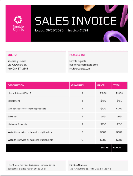 Thumbnail for Sales Invoice Document (Canva)