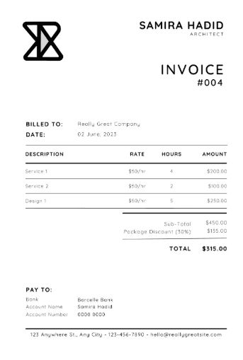 Thumbnail for B&W Minimalist Monogram Freelancer Invoice (Canva)