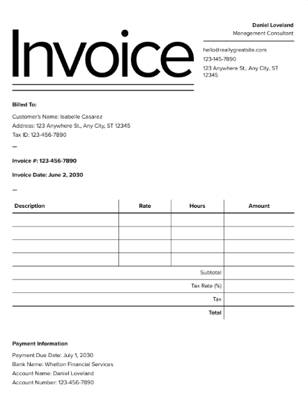 Thumbnail for B&W Sleek Minimalist Consulting Invoice (Canva)