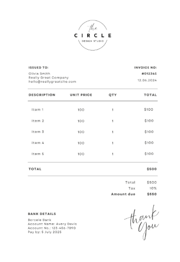 Thumbnail for White Simple Minimalist Business Invoice (Canva)