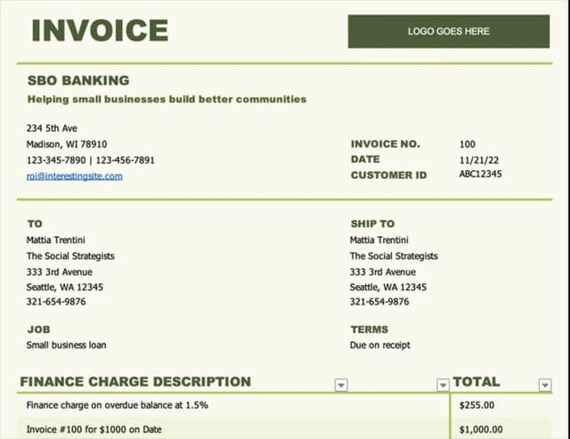 Thumbnail for Advanced Excel Invoice with Calculations