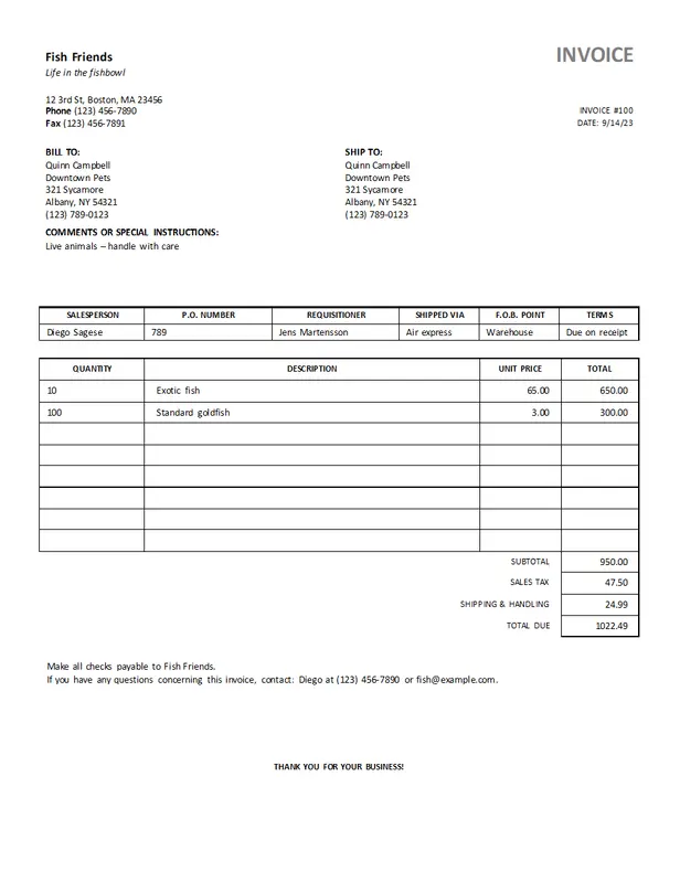 Thumbnail for Sales Invoice (Word)